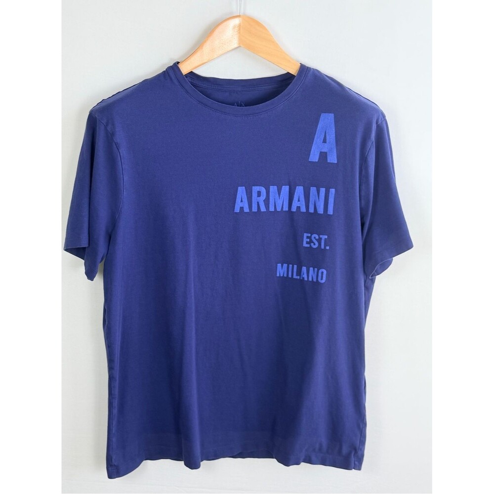 Armani Exchange A|X Blue Milano Logo Graphic Tee Shirt Portugal Large